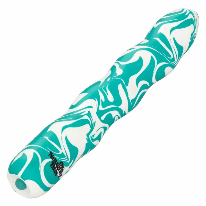 Рельефный вибратор NAUGHTY BITS SQUIGGLE DICK, 15,2 см, 10 режимов, зеленый с белым