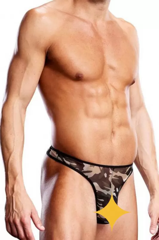 Мужские сетчатые G-стринги BlueLine милитари – L/XL