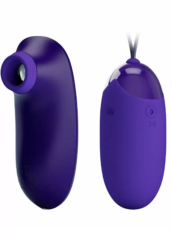 Женский набор Baile Orthus-Youth: Вакуумный стимулятор клитора и виброяйцо, с пультом Д/У, 12 режимов, силикон