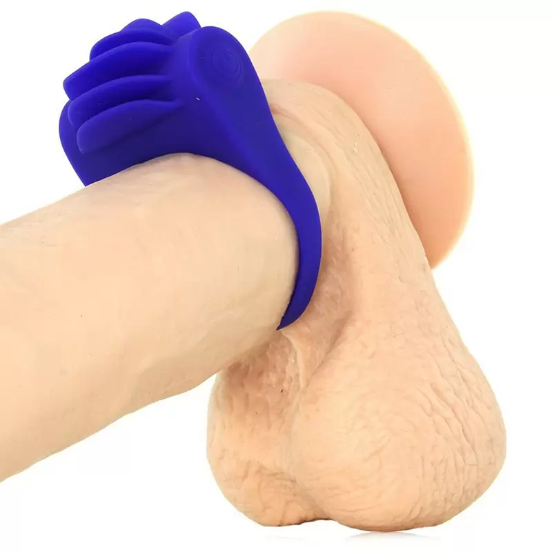 Водонепроницаемое эрекционное виброкольцо со стимулирующими лепестками Silicone Fluttering Enhancer – синий