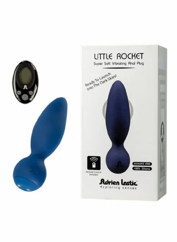 Анальная пробка Little Rocket с вибрацией и пультом ДУ - синий