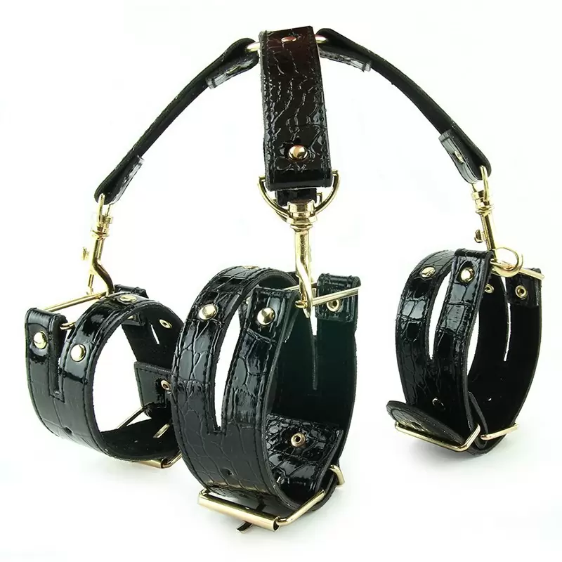 Фиксаторы Fetish Fantasy Gold черные с золотом