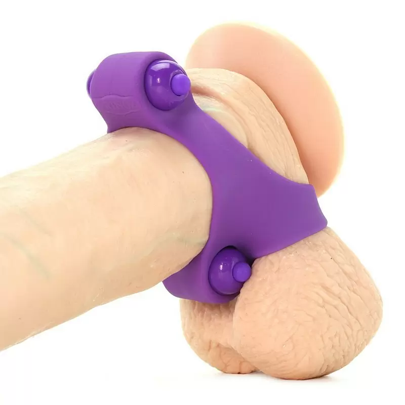 Эрекционное кольцо Squeeze Play Couples Ring с 2-мя виброэлементами – фиолетовый