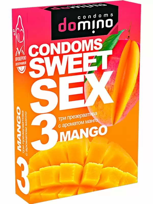 Гладкие презервативы Luxe Domino Sweet Sex, с ароматом манго, 18 см, 3 шт
