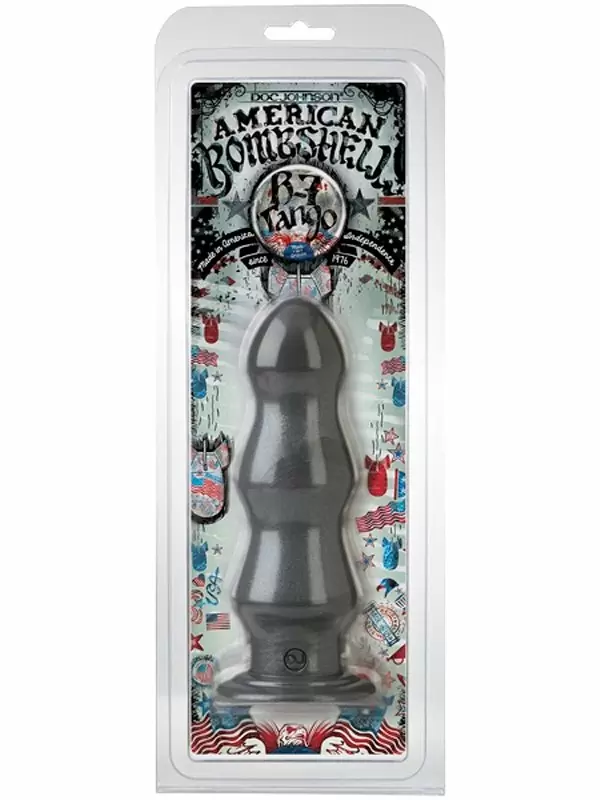 Рельефная анальная пробка American Bombshell - B-7 Tango - Gun Metal, 18 см, ПВХ, серый