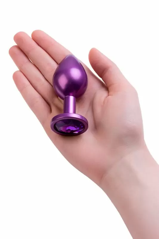 Легкая металлическая анальная пробка TOYFA Metal с кристаллом - в ассортименте