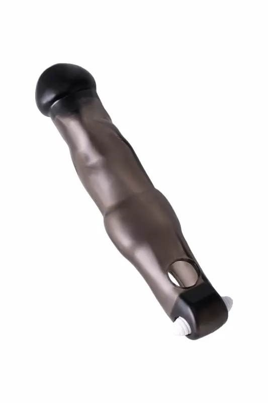 Увеличивающая насадка на пенис TOYFA XLover с петлей на мошонку и вибрацией – серый