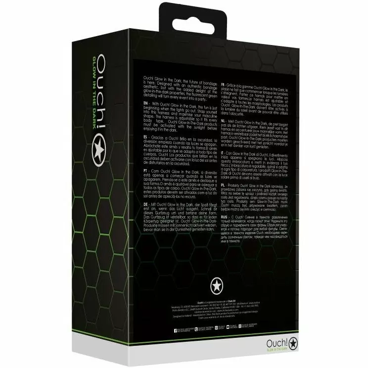 Светящаяся портупея из экокожи Body Harness - Glow in the Dark (L/XL)