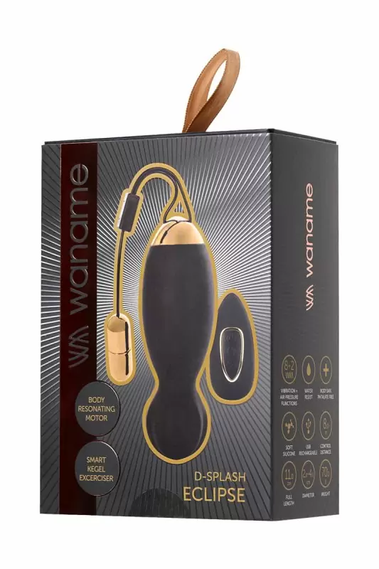 Черно-золотой тренажер Кегеля Waname D-Splash Eclipse. 11 см, силикон