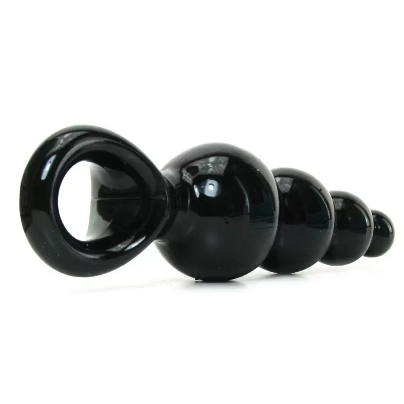 Анальная пробка с кольцом Jolie Ripples Large – черная