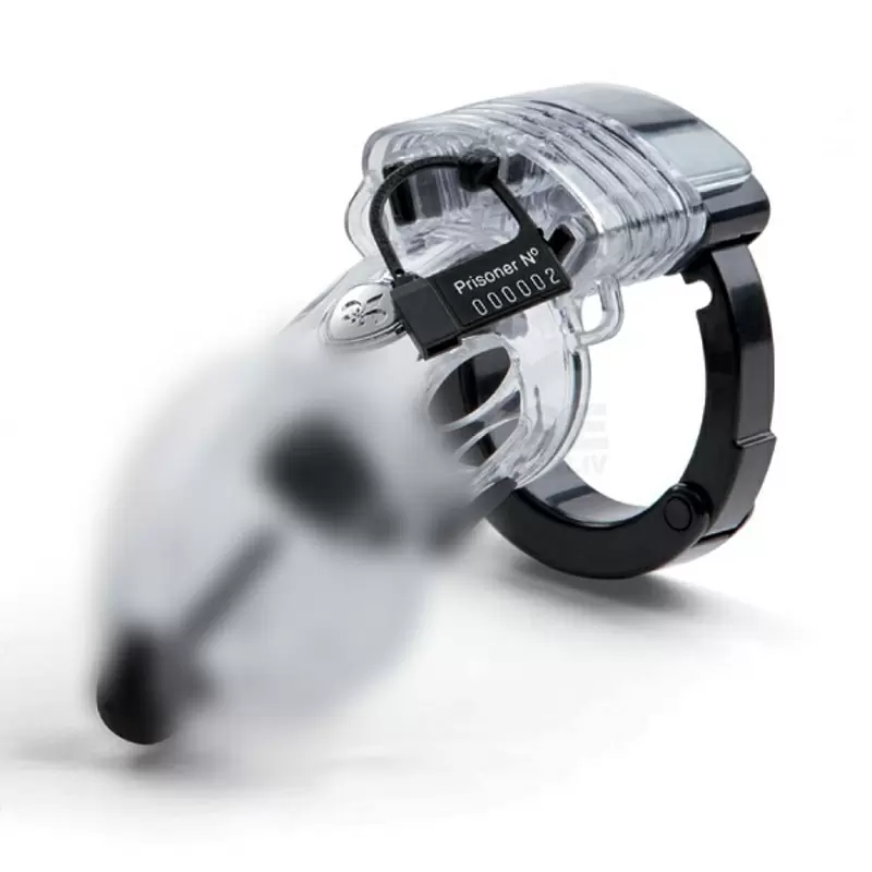 Пояс верности на пенис Pubic Enemy No 2 с электростимуляцией – прозрачный/черный