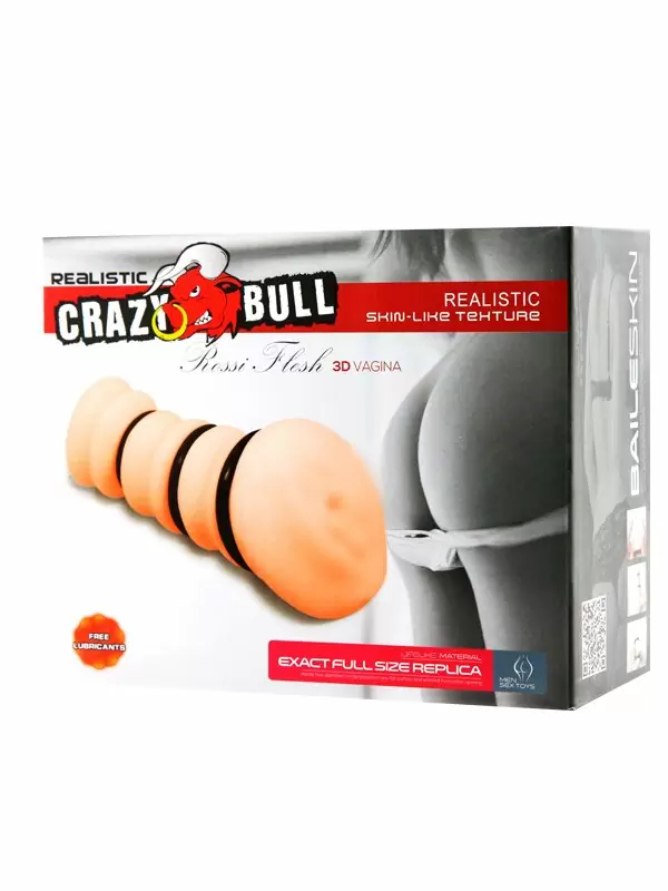 Реалистичный мастурбатор Baile Crazy Bull Rossi Flesh 3D, 14 см,  вагина с утягивающими кольцами, телесный