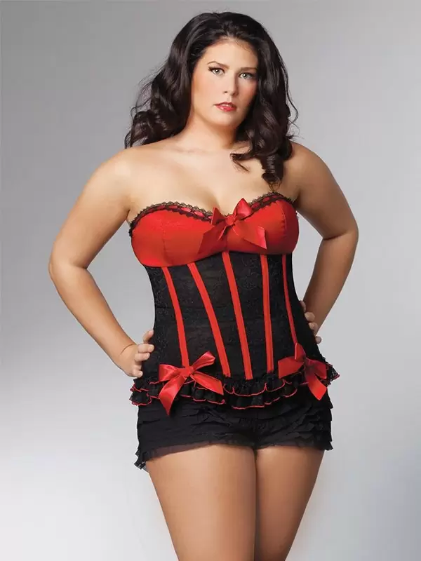 Страстный черный корсет с красным лифом Queen Coquette – XL