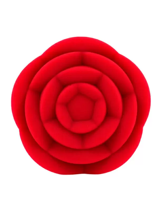 Силиконовая анальная пробка Kanikule Red Rose с ограничителем в форме розочки, 10 см х 4,5 см, красный, Large