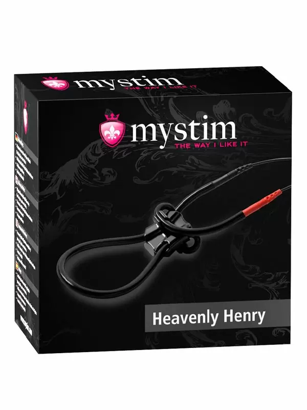 Эрекционное лассо MYSTIM HEAVENLY HENRY, с электростимуляцией, 12 см, силикон, черный