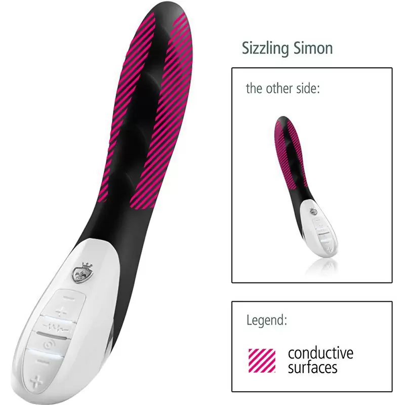 Вибромассажер с электростимуляцией Sizzling Simon рельефный – черный