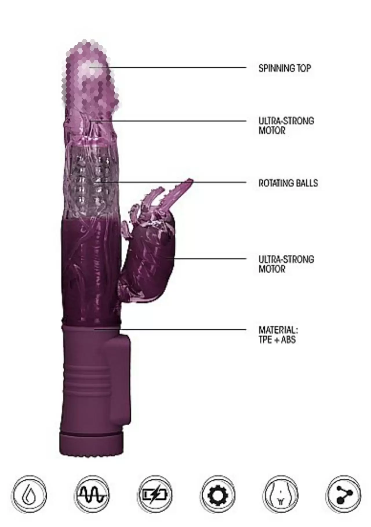 ВИБРАТОР КРОЛИК ROTATING BEETLE - фиолетовый