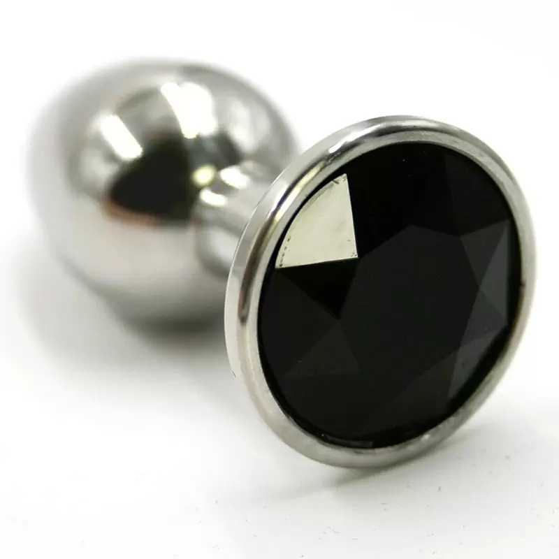 Средняя алюминиевая анальная пробка Kanikule Medium с кристаллом – серебристый с черным