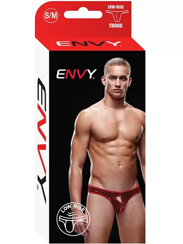 Блестящие красные тонги, трусы мужские - S/M