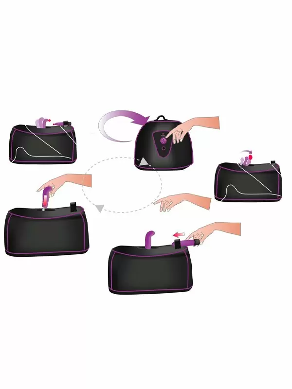 Компактная секс-машина Love Machine, с ротацией, с тремя сменными насадками, 8 режимов