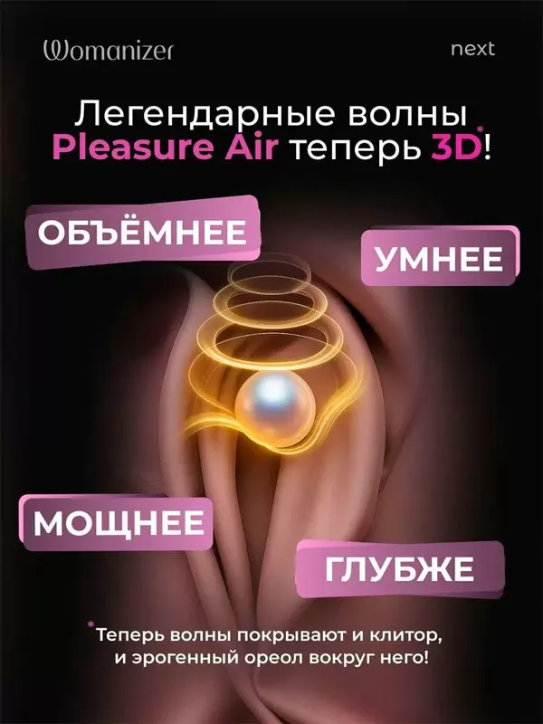 Бесконтактный стимулятор клитора Womanizer Next, технология Pleasure Air, 14 скоростей, темно-фиолетовый