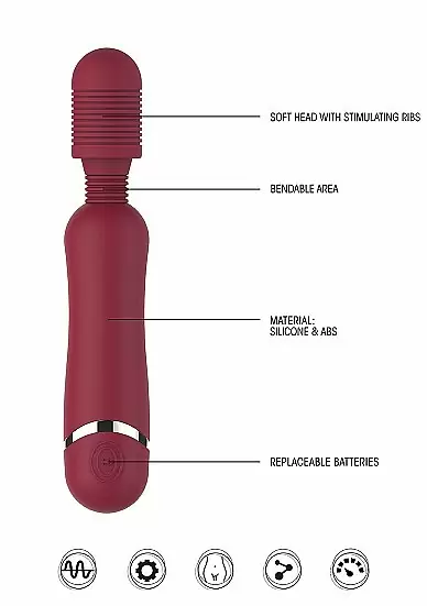 Универсальный вибратор Silicone Massage Wand, 16 режимов, 20 см, силикон, красный