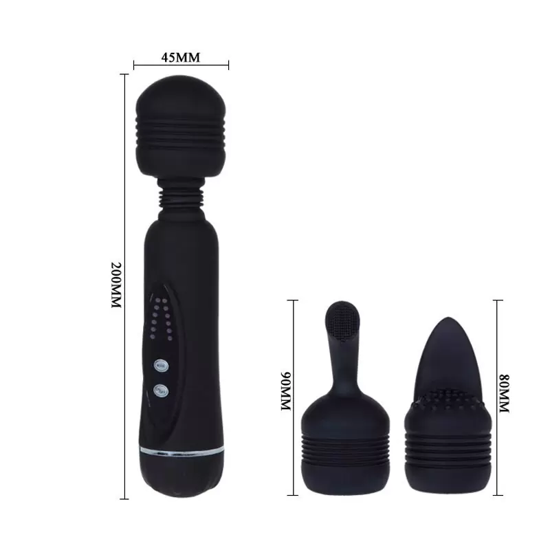 Водонепроницаемый массажер для тела Magical Massager с мощной вибрацией и 2-мя сменными насадками – черный 