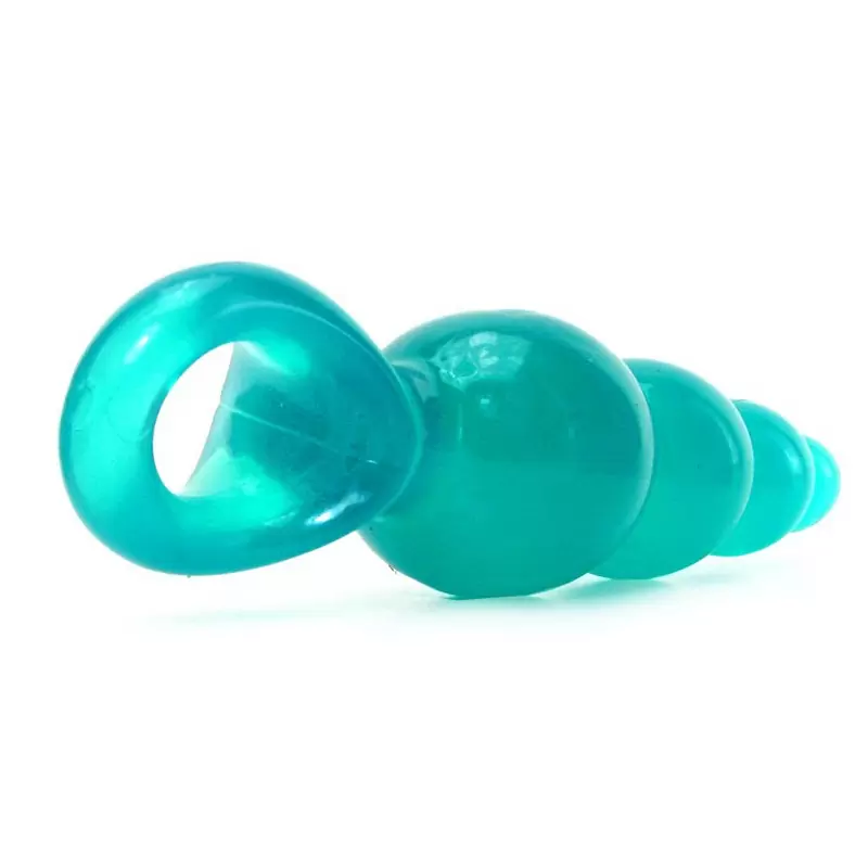 Анальная пробка с кольцом Jolie Ripples Medium – голубая