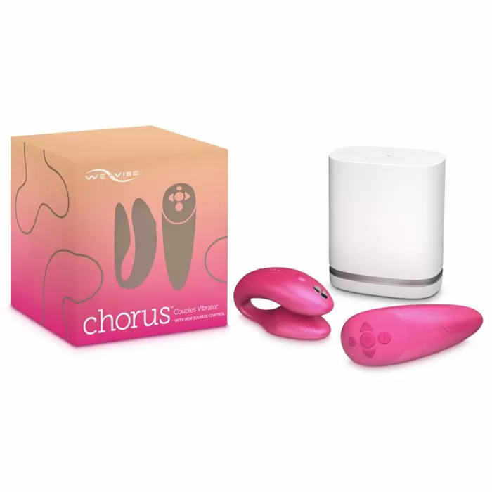 Сенсорный вибратор для пар We-Vibe Chorus Pink, с пультом Д/У, 7,8 см, силикон, розовый