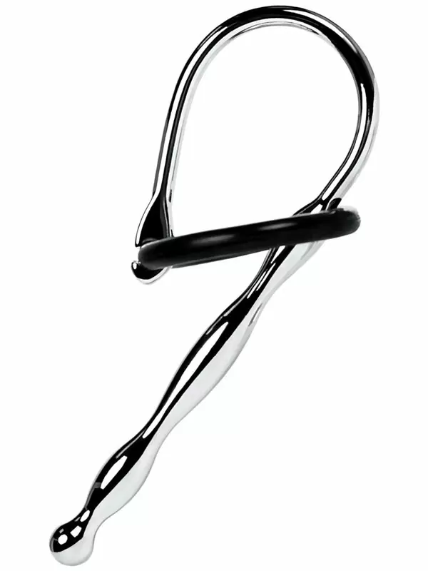 Уретральный плаг-косичка TOYFA Metal с мягким фиксирующим кольцом – серебристый