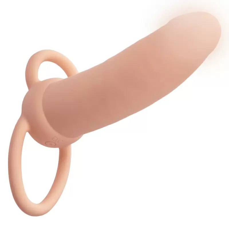 Реалистичная вибронасадка Rechargeable Thick Dual Penetrator, для двойного проникновения, 14 см, силикон, телесный