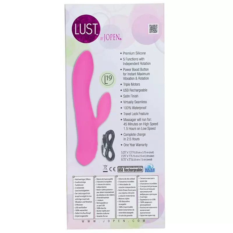 Вибромассажер Хай-Тек Lust by Jopen L19 перезаряжаемый – розовый