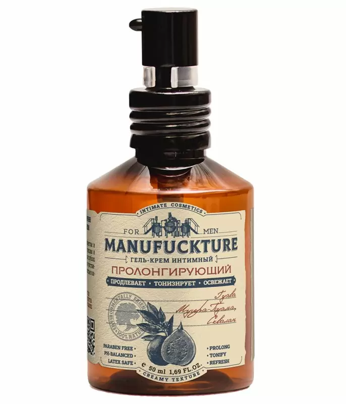 Интимный гель-крем для мужчин MANUFUCKTURE, с пролонгирующим действием, 50 мл