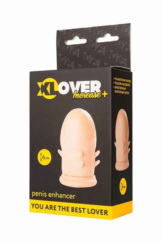 Латексная удлиняющая насадка с усиками ToyFa XLover Increase+ – телесный