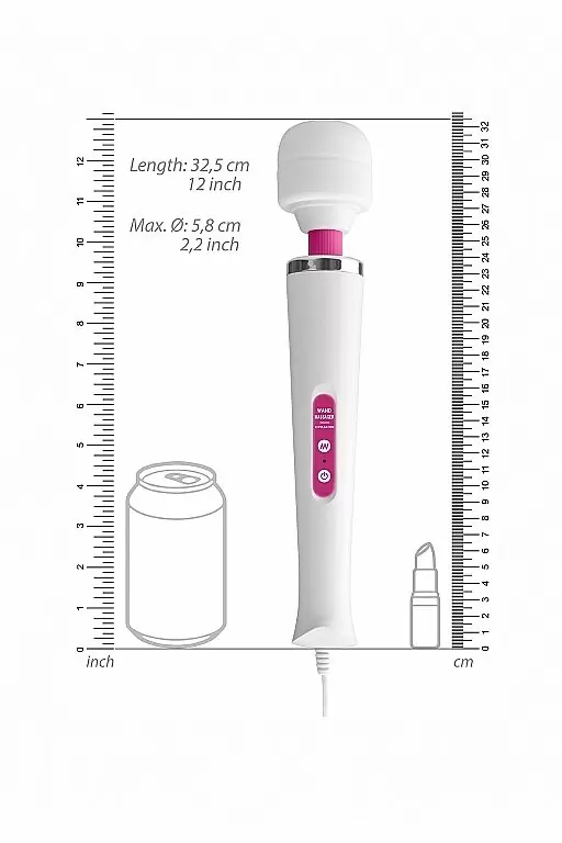 Мощный вибромассажёр Wonder Wand — бело-розовый дизайн