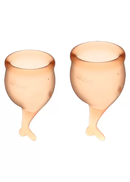 Набор менструальных чаш Satisfyer Feel secure Menstrual Cup, 15 и 20 мл, силикон, оранжевый