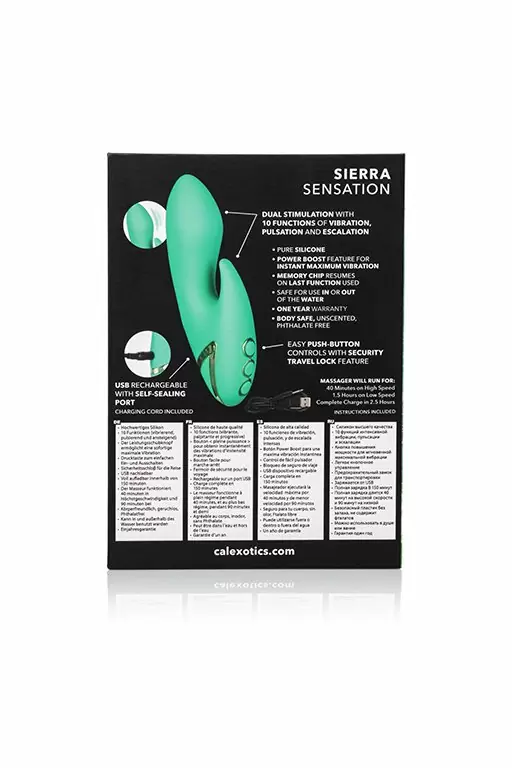 Компактный вибратор-кролик Sierra Sensation, 7,5 см, 10 режимов, силикон, зеленый