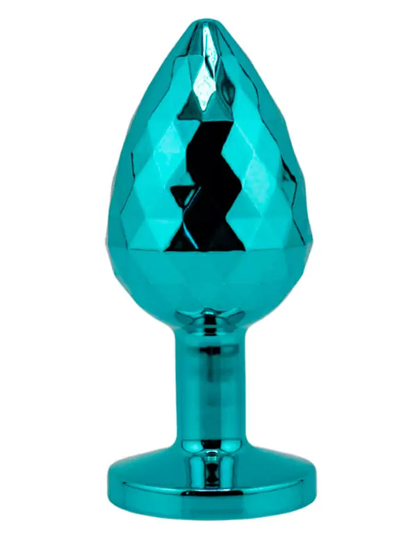 Голубая алюминиевая текстурная анальная пробка Medium