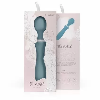 Мощный вибратор The Orchid Wand Vibrator, 5 режимов, 25,5 см, силикон, голубой
