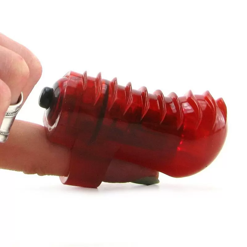 Светящийся вибростимулятор на палец Screaming O - Fing O Glow с волнами – красный