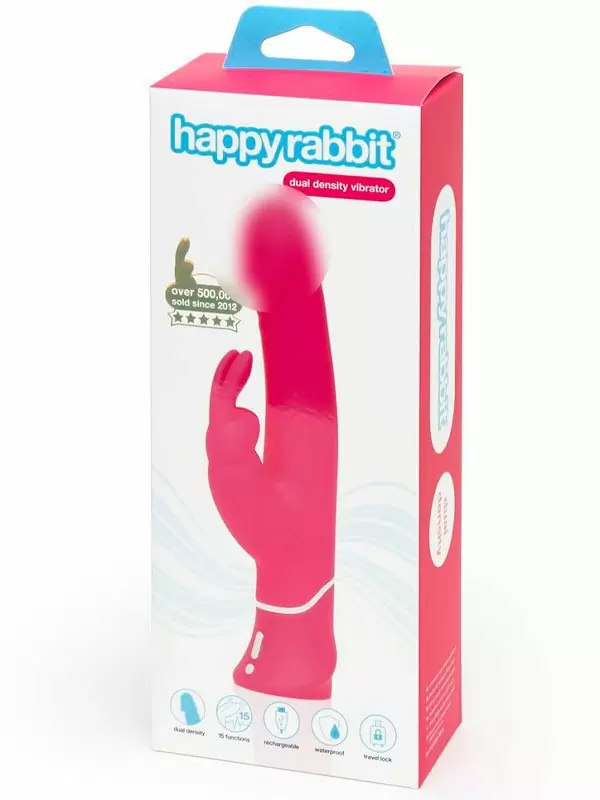 Яркий вибратор-кролик Happy Rabbit Realistic, два мотора, 25,5 см, розовый