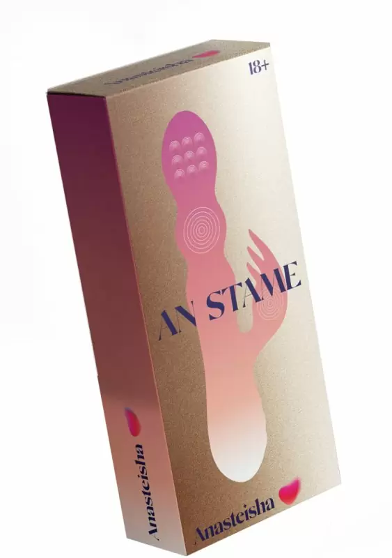 Оригинальный вибратор-кролик AN Stamen, 22 см, с массажем бусинами, лиловый