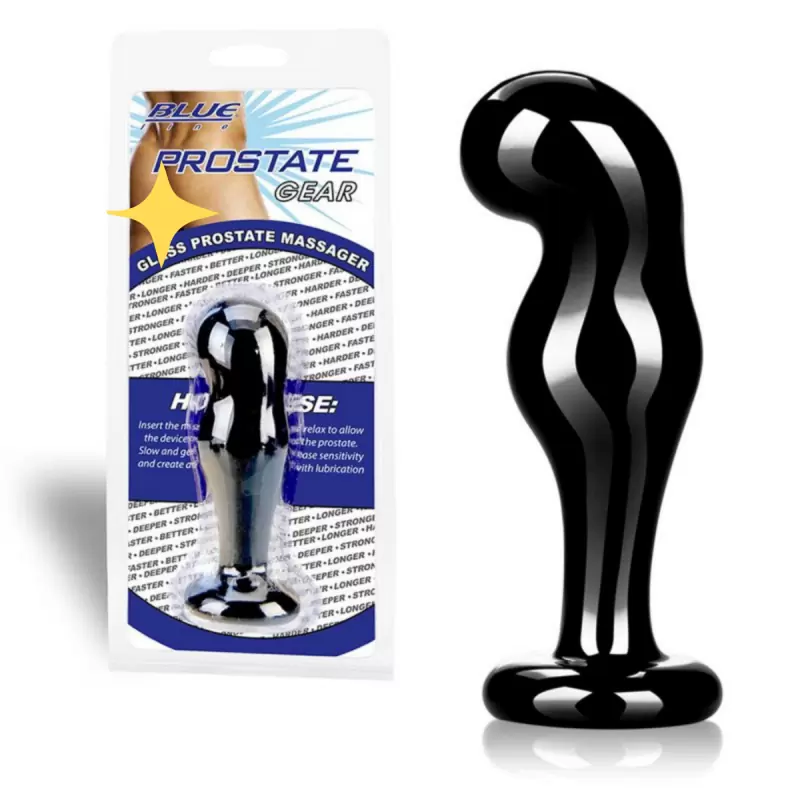Массажер простаты ручной работы с загнутой головкой Blueline – чёрный