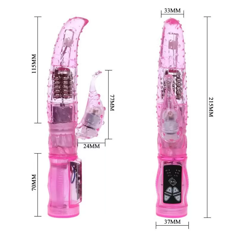 Вибромассажер-ротатор Queen Love со стимулятором клитора – розовый