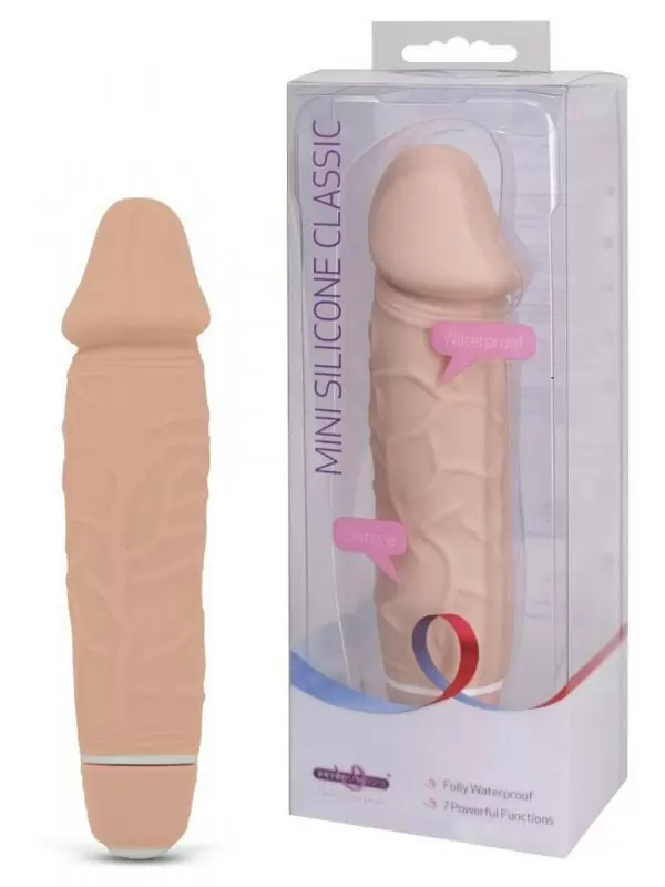 Мини вибро реалистик Mini Silicone Classic - телесный