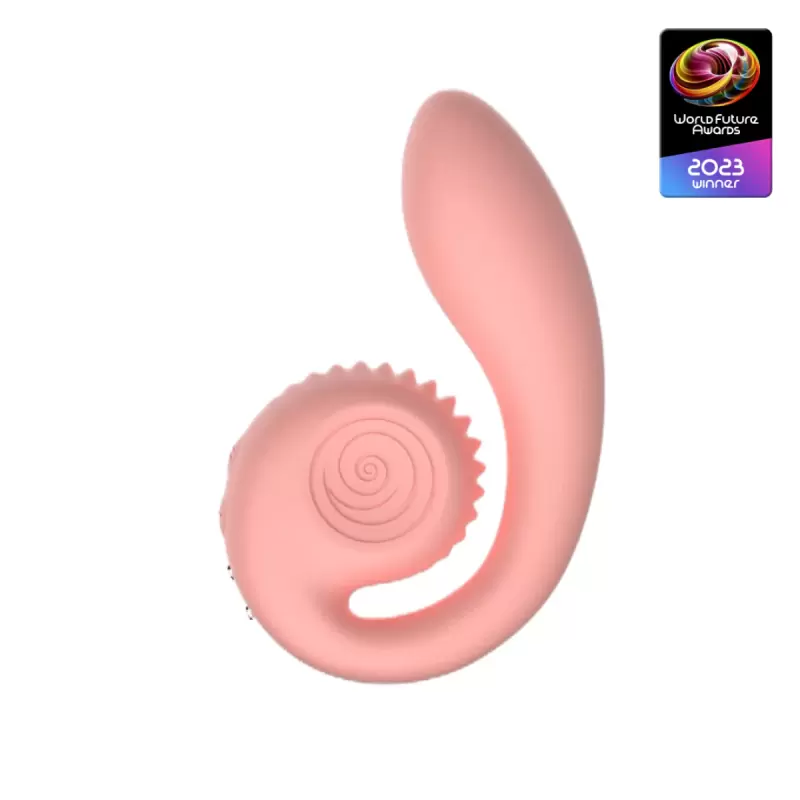 Анатомический вибратор SVibe GIZI, непрерывная стимуляция, 2 мотора, 5 режимов работы, персиковый