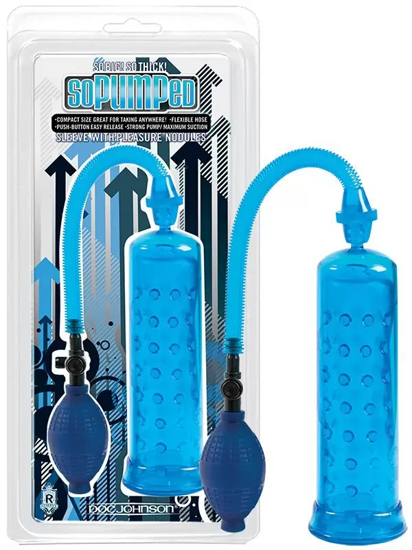 Мужская эрекционная помпа So Pumped с текстурированной вставкой – синий
