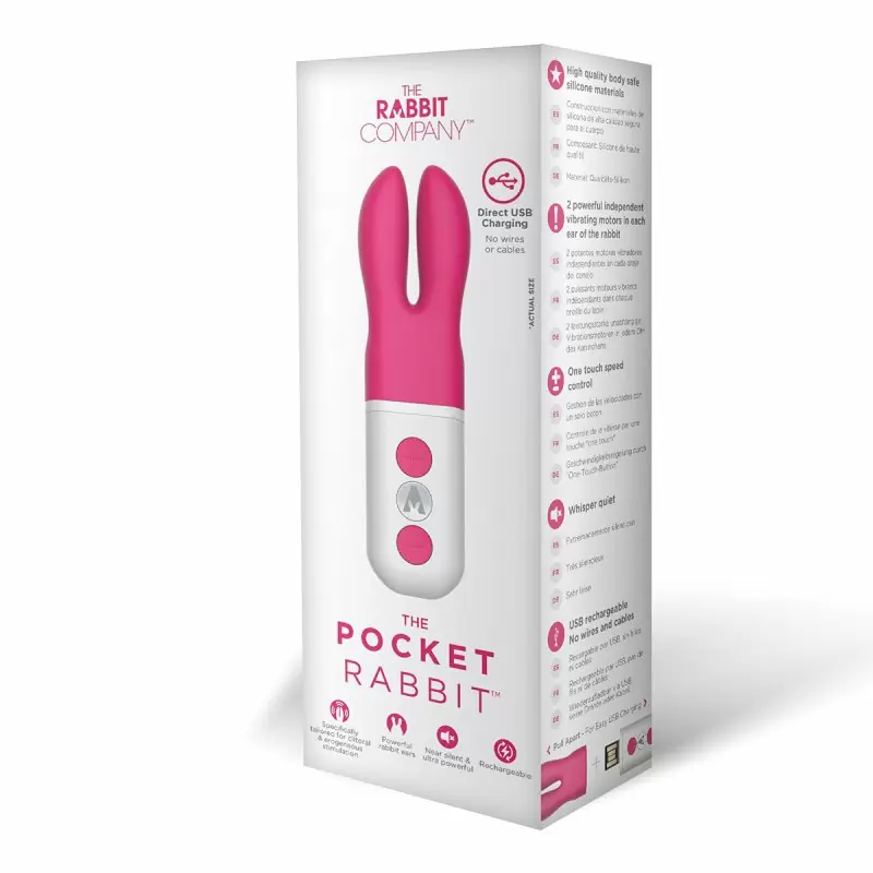 Карманный вибромассажёр-кролик с ушками The Rabbit Company The Pocket Rabbit – малиновый