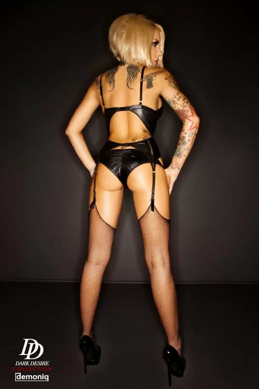 Незабываемый корсаж из матовой кожи с трусиками Demoniq Elvire – XL