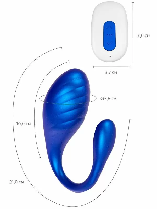 Интерактивное виброяйцо L`Eroina APP CHOPPY, управление через приложения, 21 см, силикон, синий